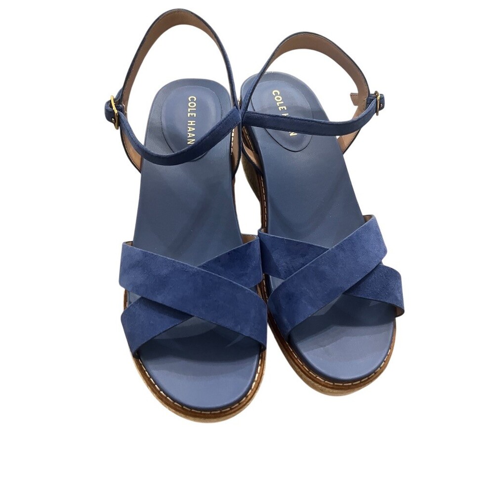 Cole Haan Womens Wedge Espadrille Sandals Blue Ankle Strap Size 7.5 - Picture 7 of 9